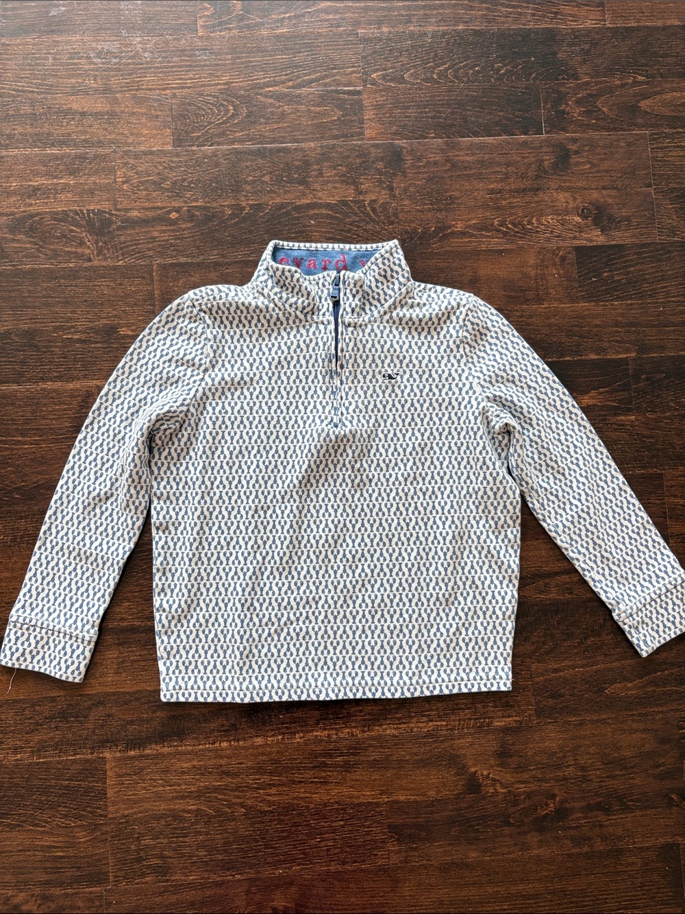 Vineyard Vines Navy & White Geo Quarter-Zip Pullover